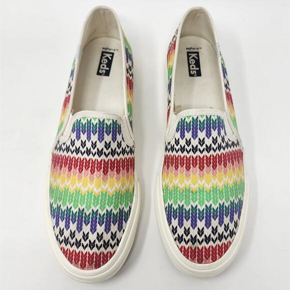 Keds Sneakers Women 10 Double Decker Fair Isle Canvas Slip-On Rainbow Arrows - Picture 3 of 11